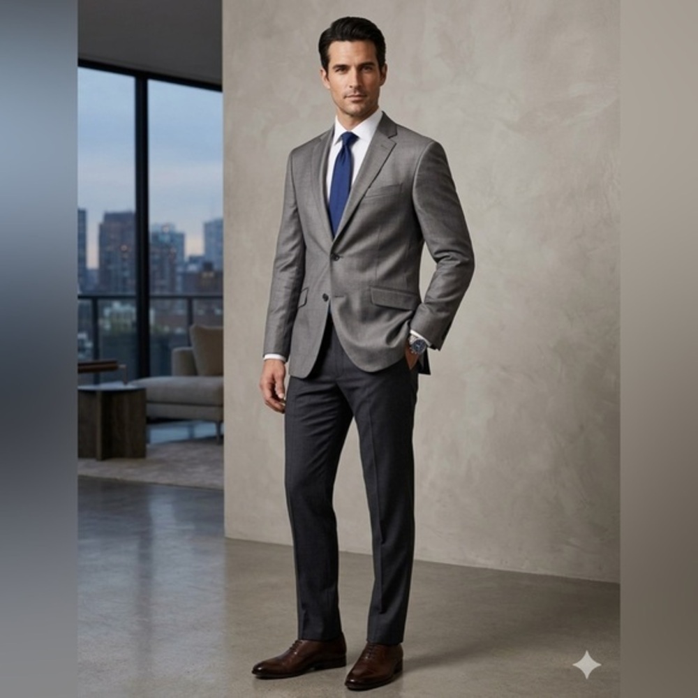 Billy London UK Mens 40 Long Gray Blazer Sports Coat Suit Jacket Cut 4260 40L